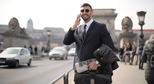 A man in suit hustling