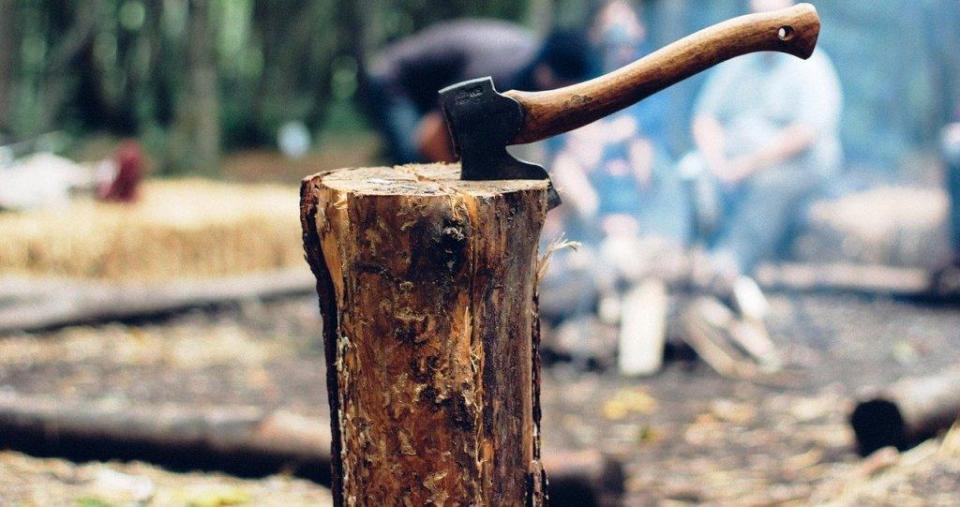 An axe in a wood