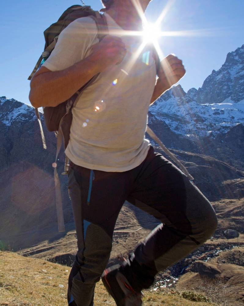 A god enough guy climbing a mountain