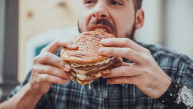 A guy binge eating