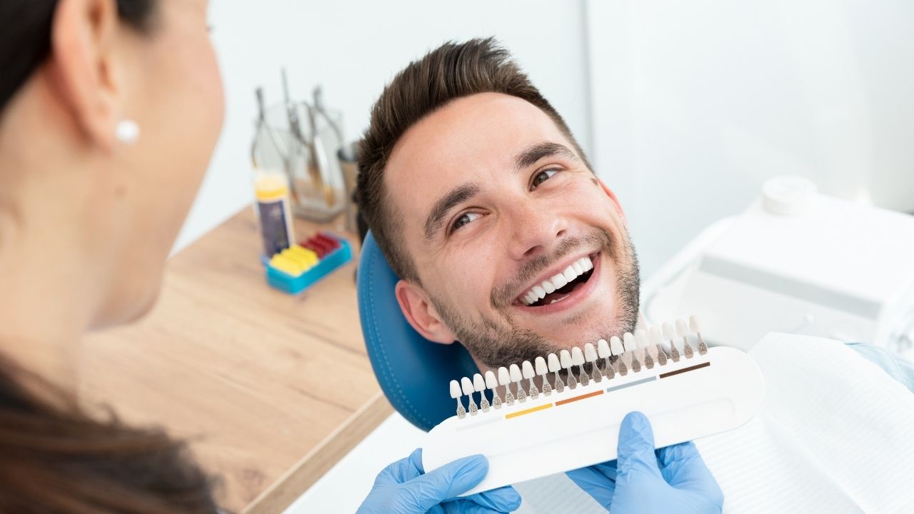 A Guy Undergoing Teeth whitening