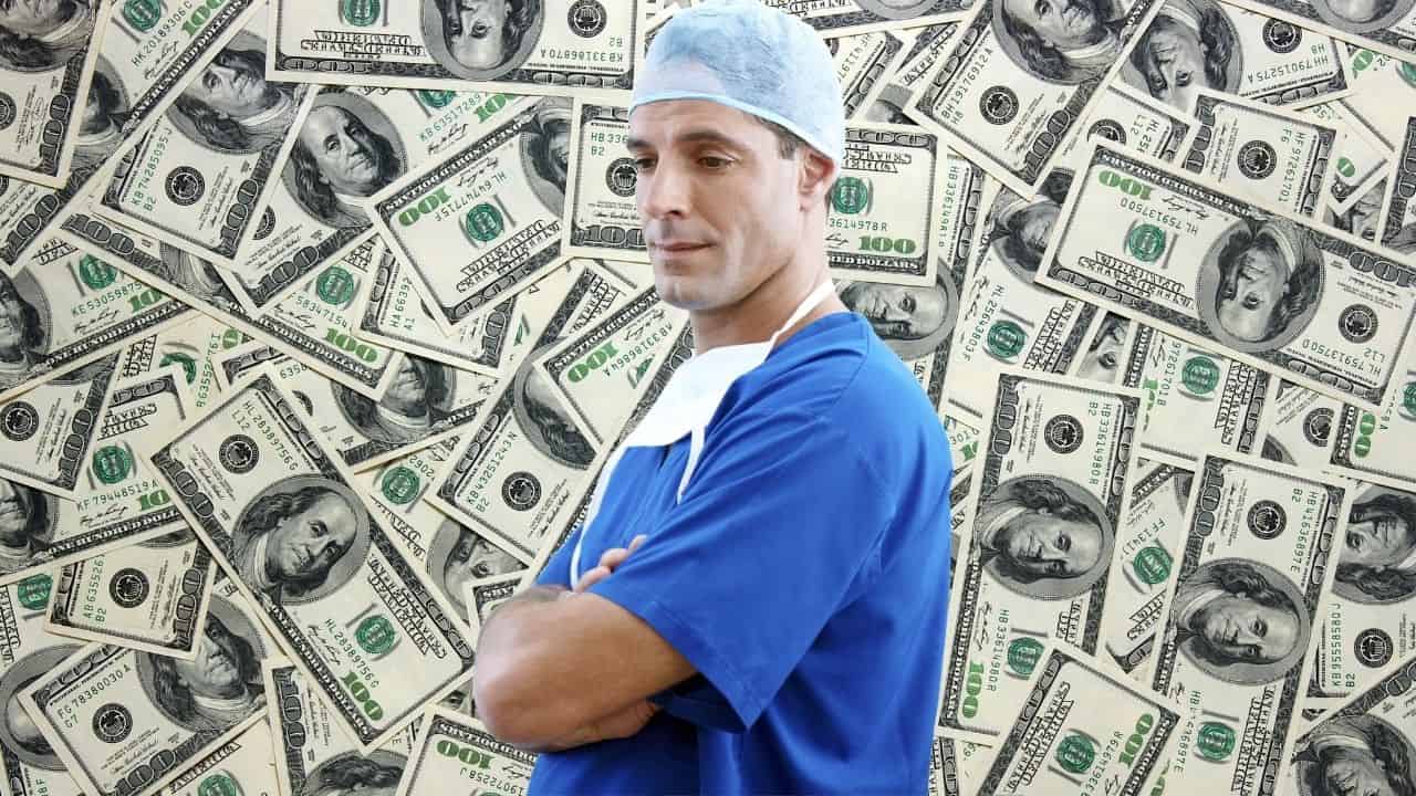 Male nurse with money