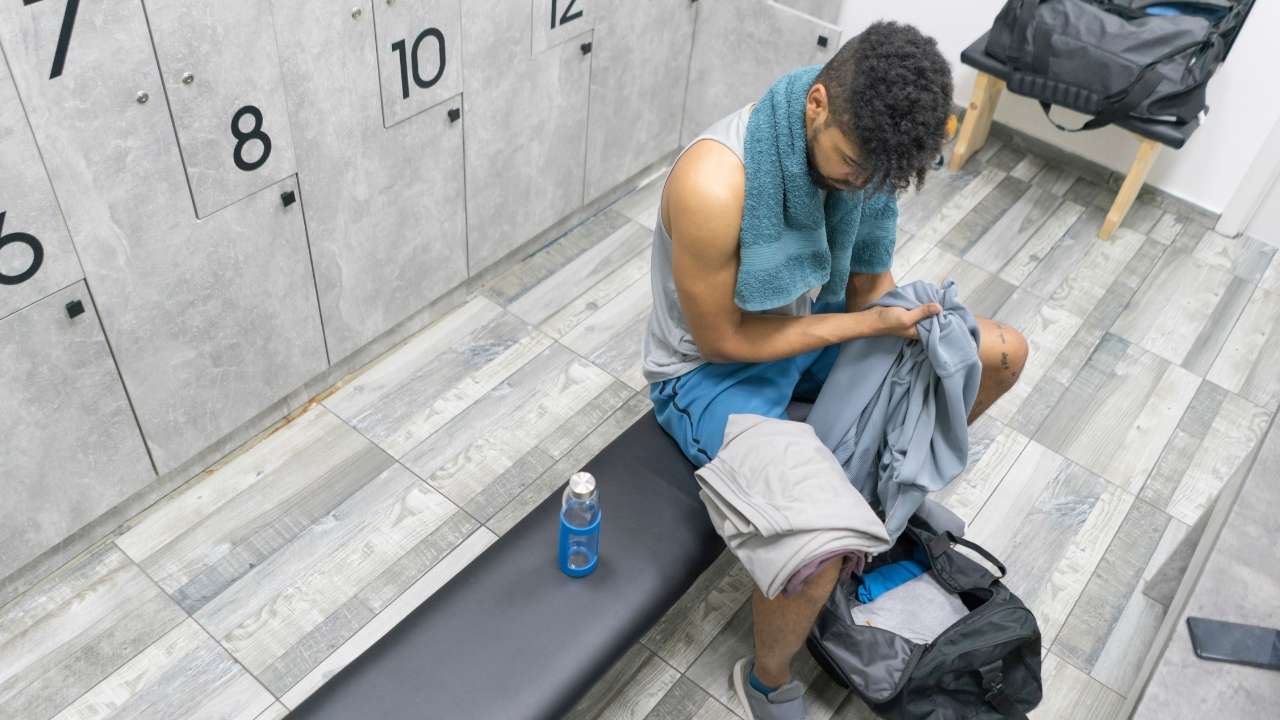 guy in gym locker room