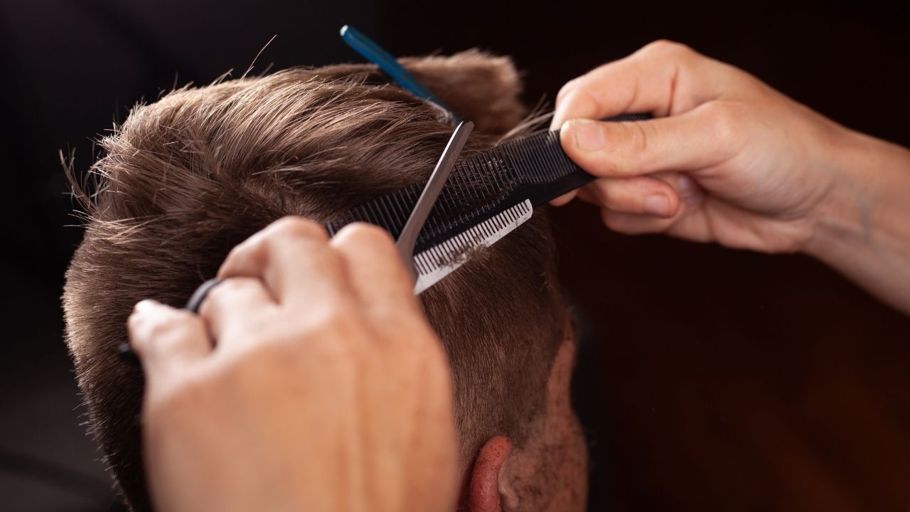 Mens haircut styling