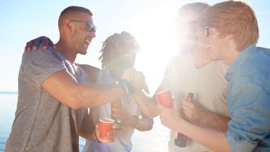 Guys at beach