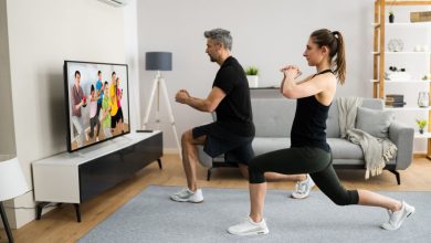 couple doing online yoga