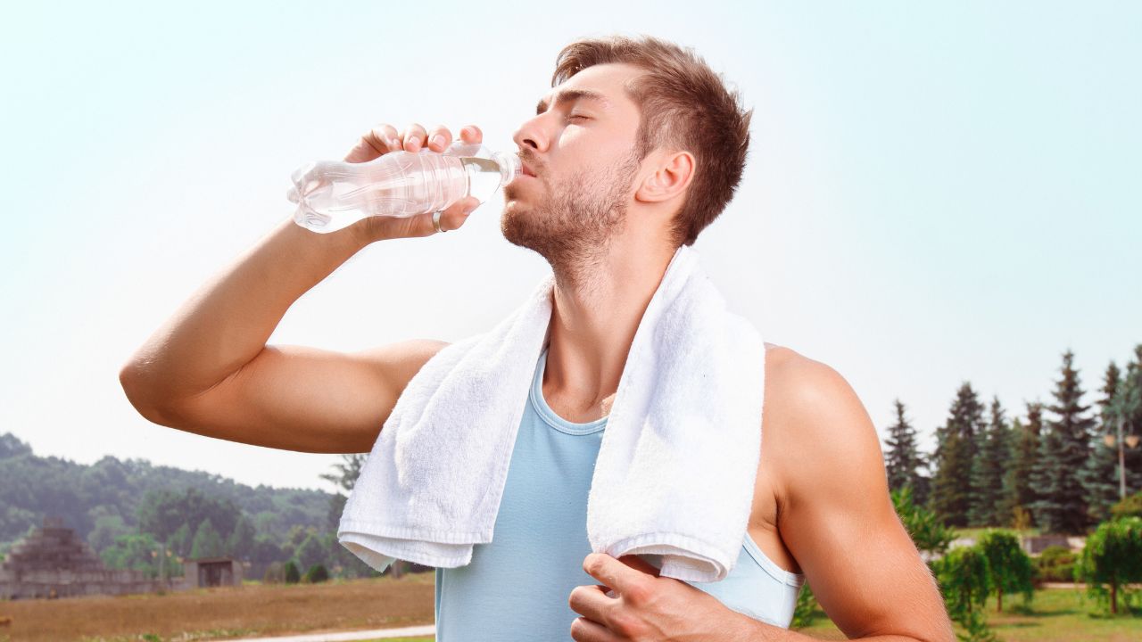 guy drinking water