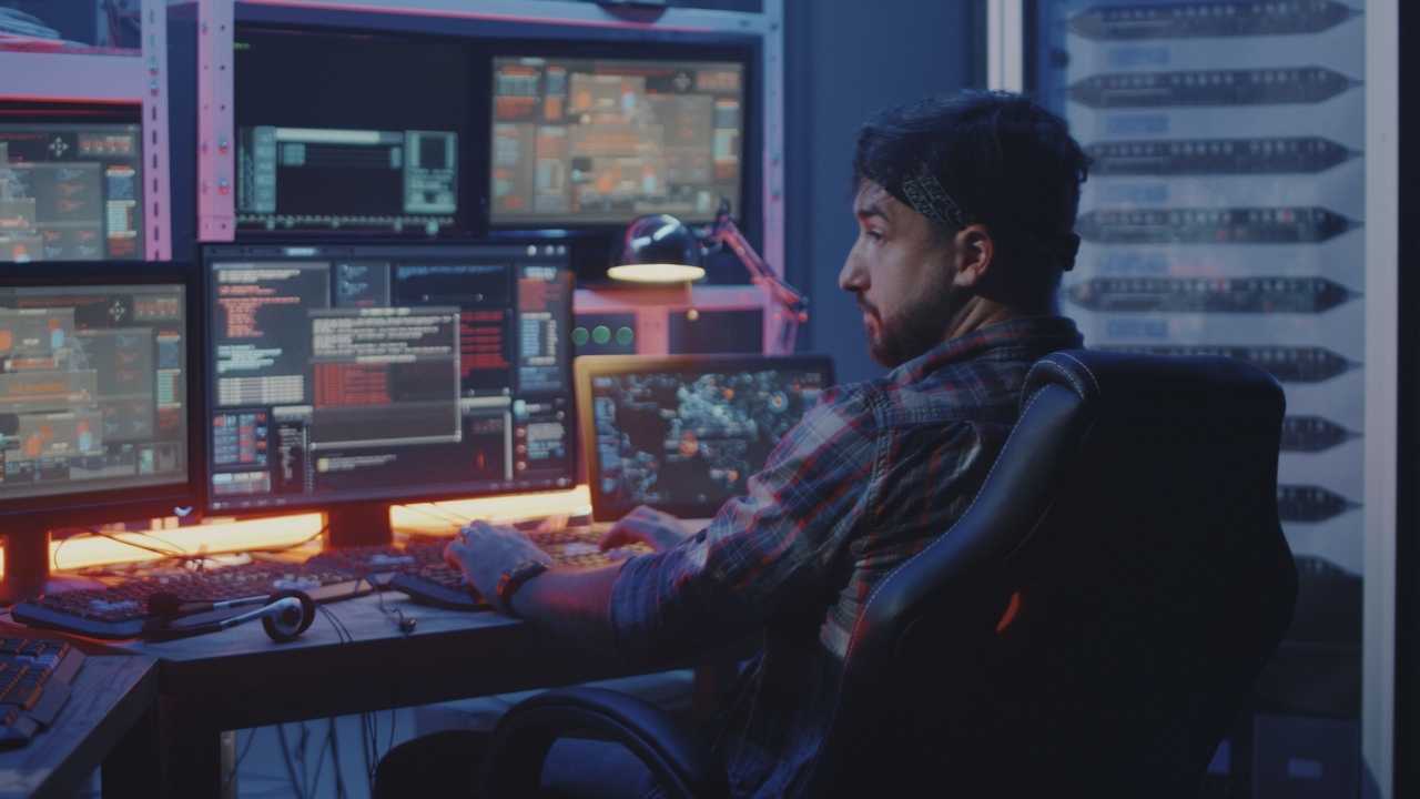 guy using Multiple Monitors