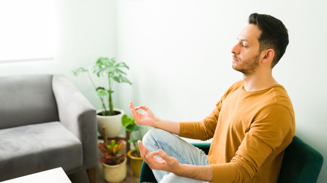 Man working on his mental health