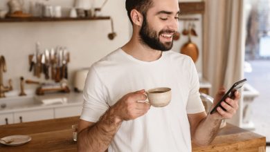 a guy drinking coffee