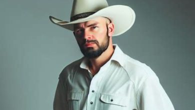 cowboy wearing a hat and a white shirt