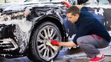 guy cleaning car