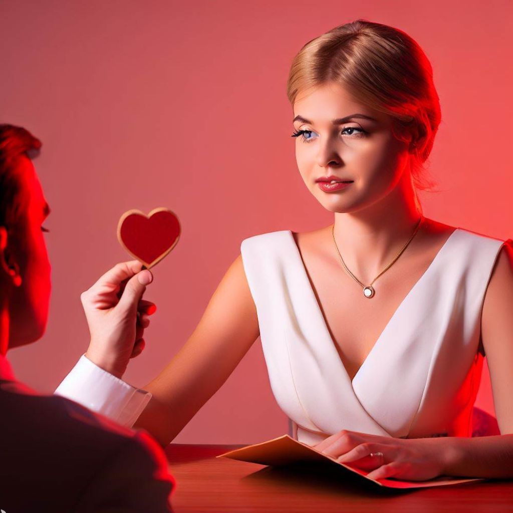 guy giving heart to a woman