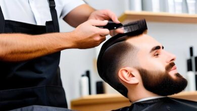 man getting hid hair dyed at a salon