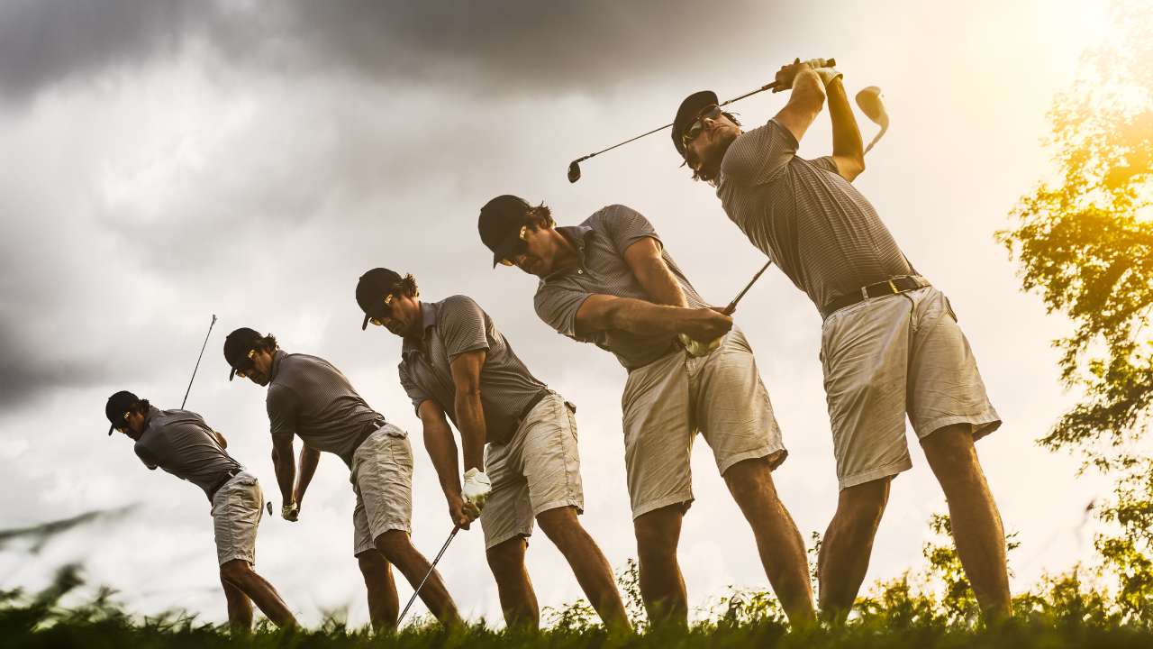 male golfer doing a gold swing