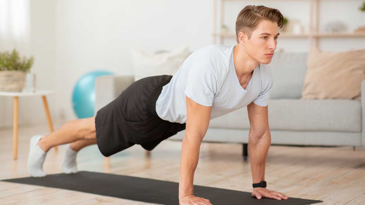 guy doing workout at home