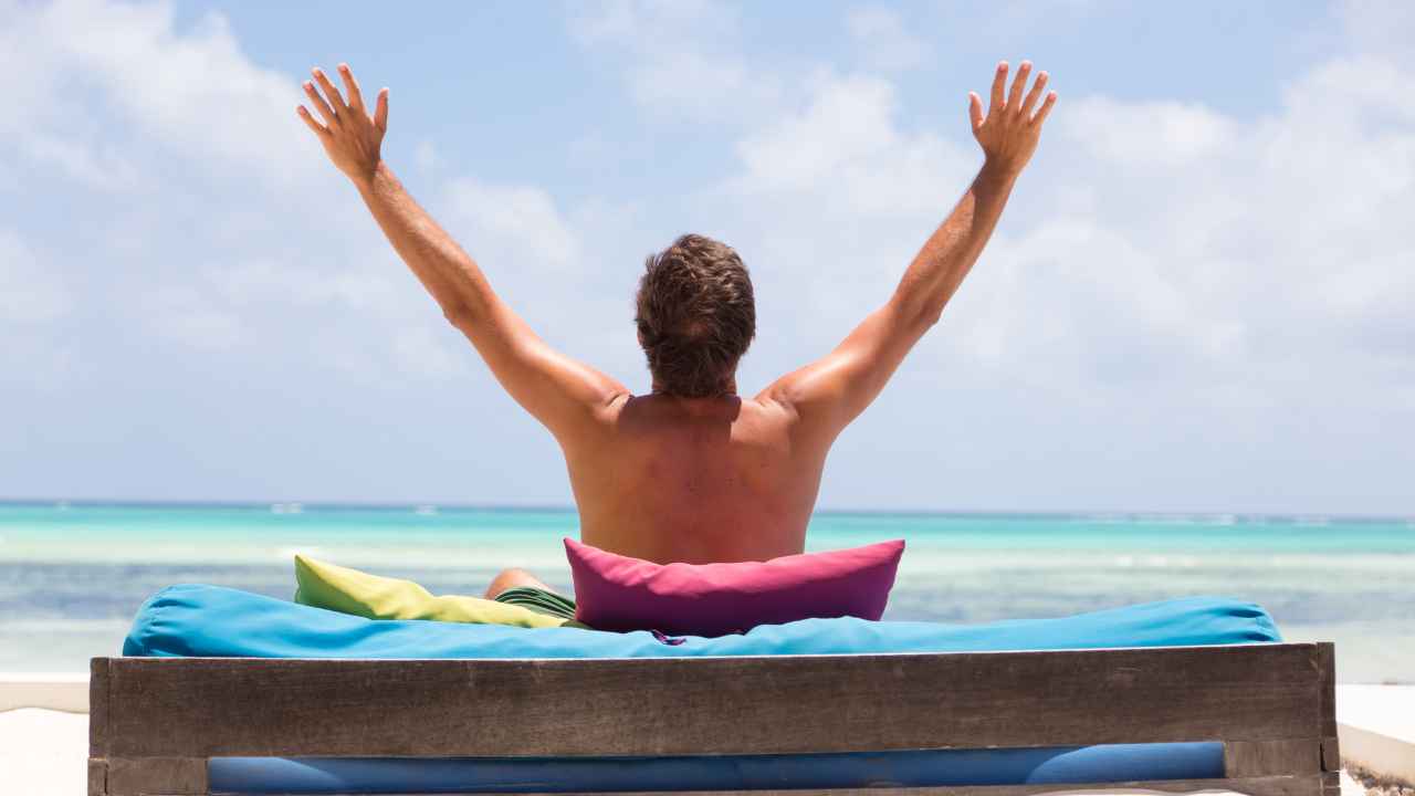 man enjoying summer vacation